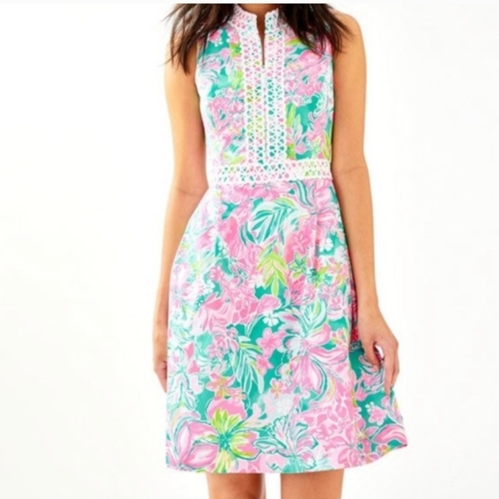 Lilly Pulitzer Pink and Green Halter Sundress